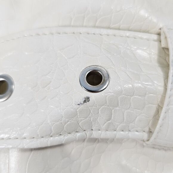 Cinq a Sept Abytha Belted Faux Leather Mini dress in Alabaster Size 14 - Picture 8 of 11